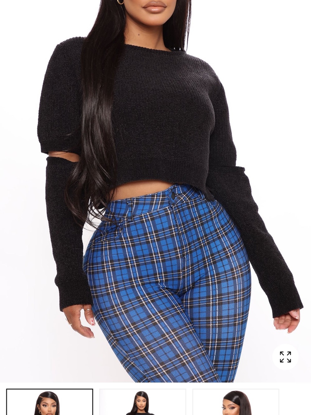 FashionNova Never Too Much Black Knit Cutout Cropped Sweater